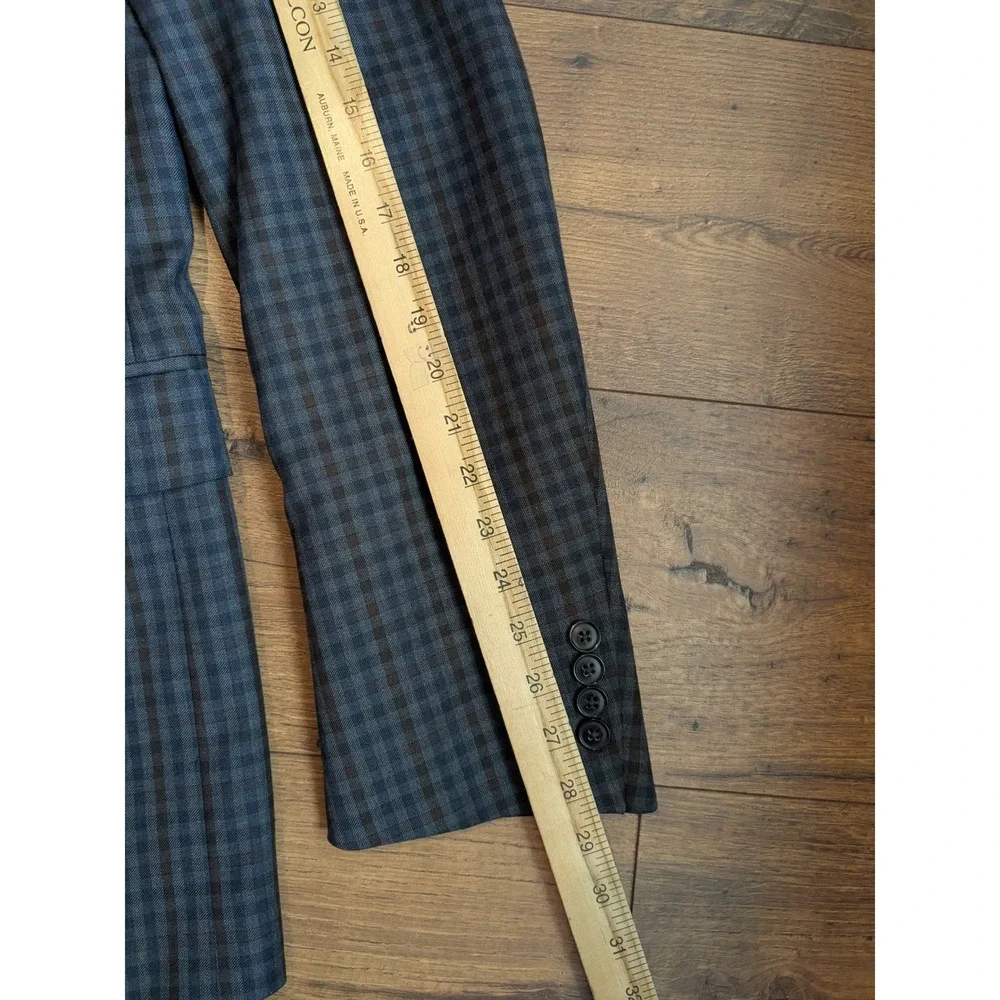 Peter Millar Mens Plaid Blazer Sport Coat Jacket 44T Navy Brown‎ Wool